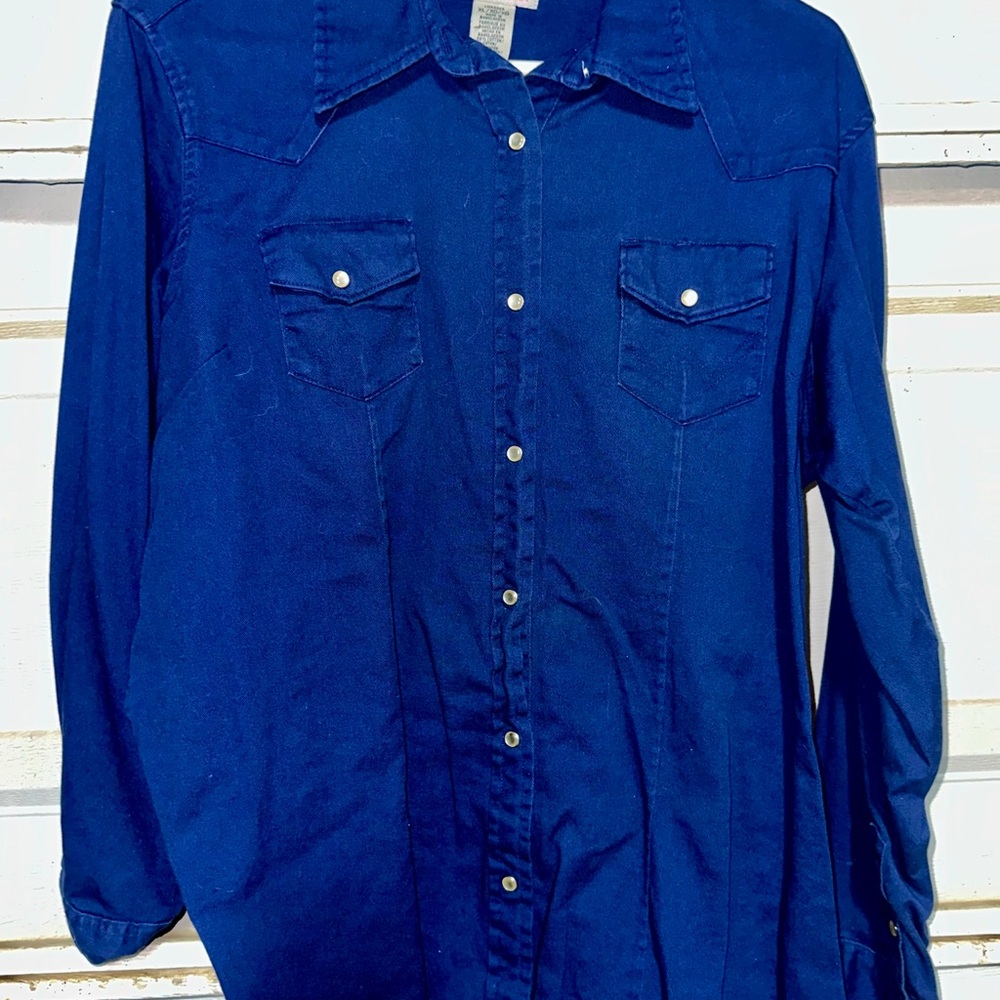 Wrangler Wrancher Demim Women's Blue Button Down Shirt